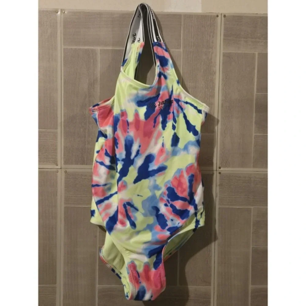 Justice Sport One Piece Swim Suit Girls Size Small 7/8 Tie Dye